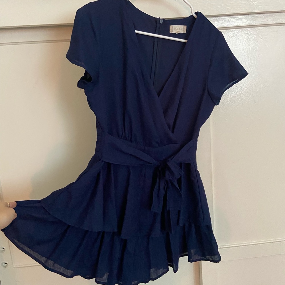 Altar’d State Blue Ruffled Romper